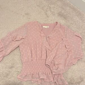 Pink ruffle top